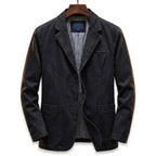 Blazer in Black showing the structured shoulders and button-front shape