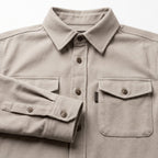 Additional view 6 of the Gray overshirt showing the spread collar and flap chest pockets and construction
