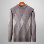 Men's Argyle Knit Sweater | Wool Blend Crew Neck Layer - image 1