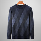 Men's Argyle Knit Sweater | Wool Blend Crew Neck Layer - image 2