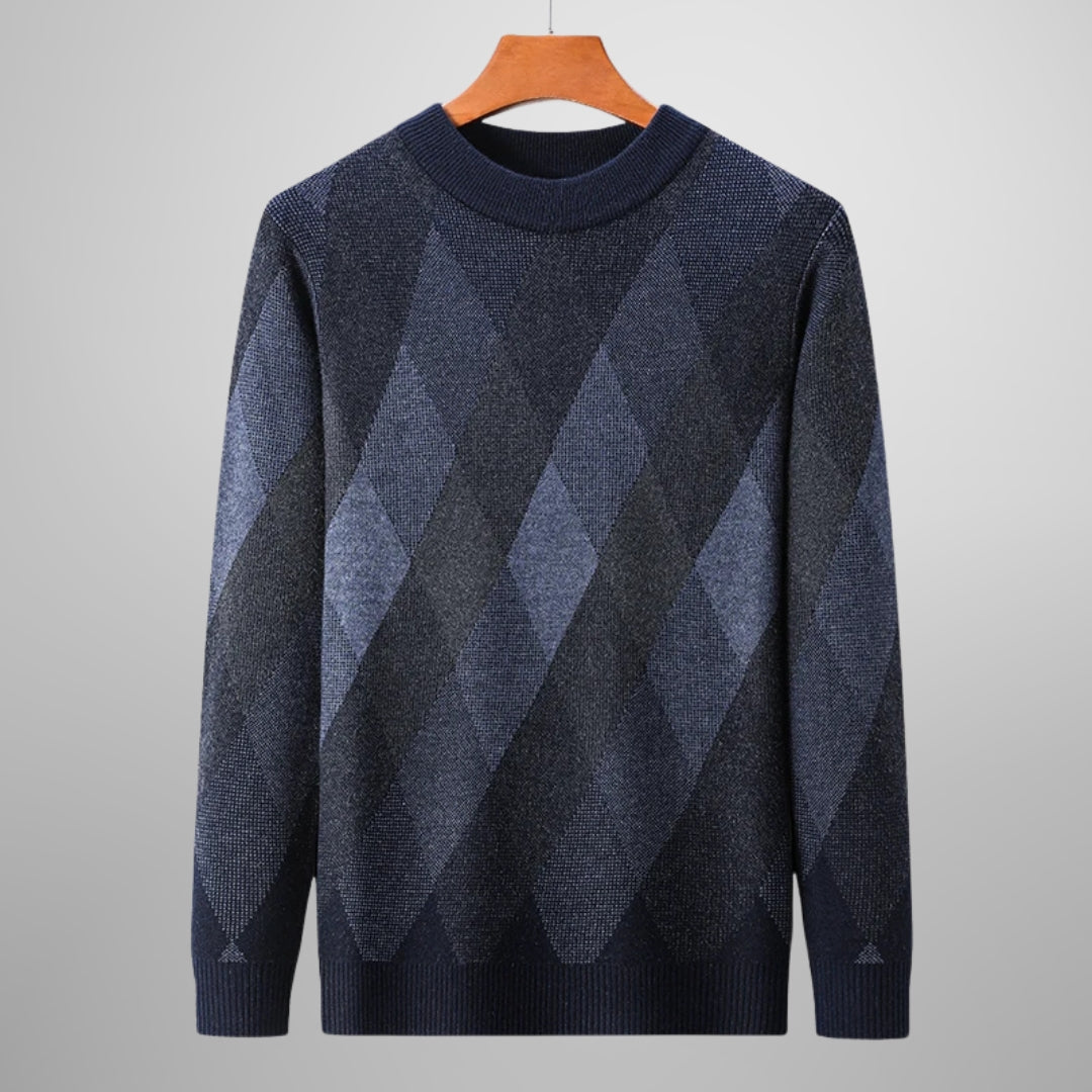 Men's Argyle Knit Sweater | Wool Blend Crew Neck Layer - image 2