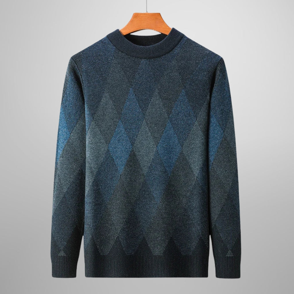 Men's Argyle Knit Sweater | Wool Blend Crew Neck Layer - image 3