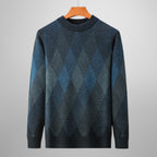 Men's Argyle Knit Sweater | Wool Blend Crew Neck Layer - image 3