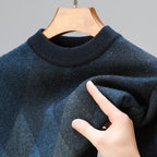 Men's Argyle Knit Sweater | Wool Blend Crew Neck Layer - image 6