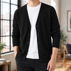 Men's Button Front Cardigan | Deep V Neck With Patch Pockets - image 3