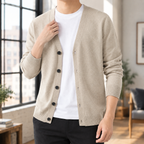 Men's Button Front Cardigan | Deep V Neck With Patch Pockets - image 4