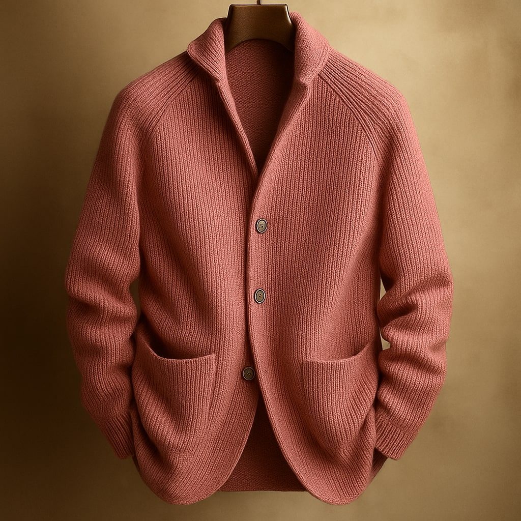 Men's Button Knit Sweater | Textured Collared Layer - image 1
