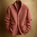 Men's Button Knit Sweater | Textured Collared Layer - image 1
