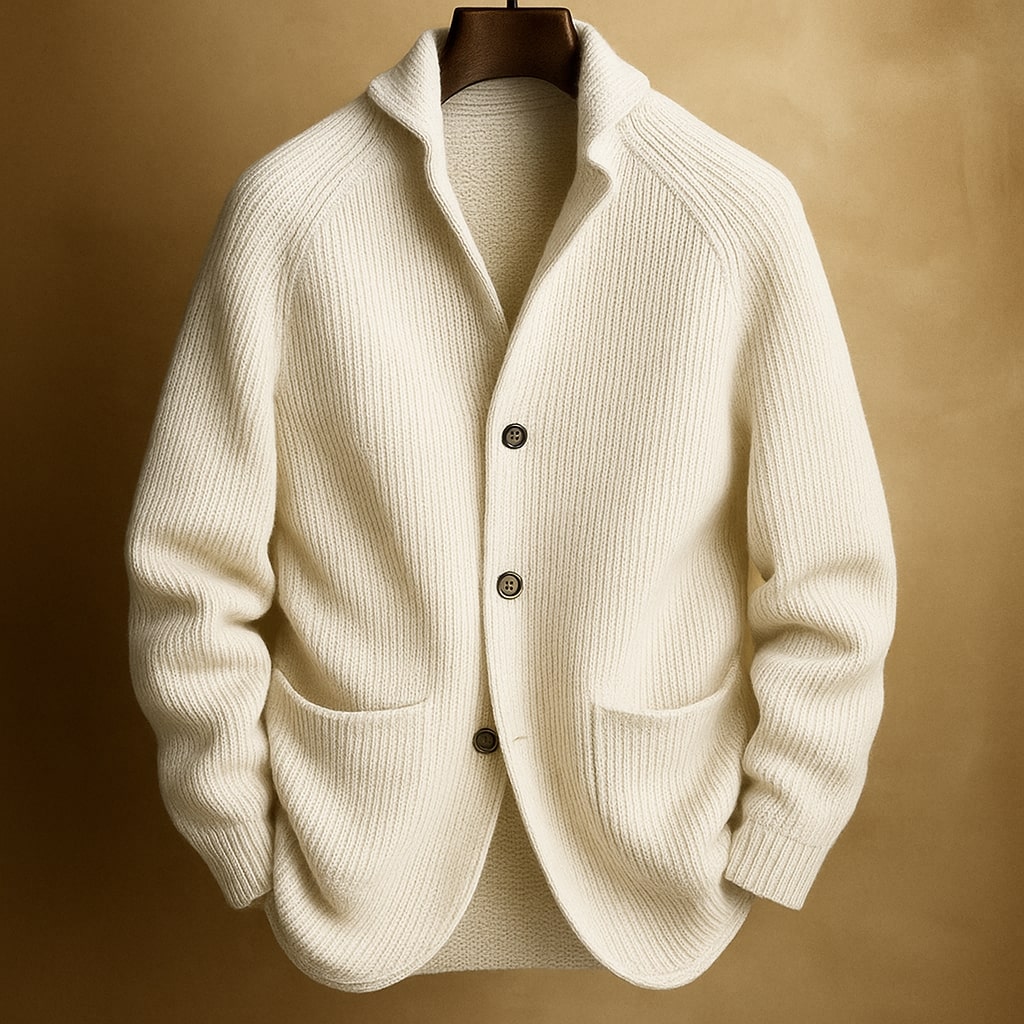 Men's Button Knit Sweater | Textured Collared Layer - image 2