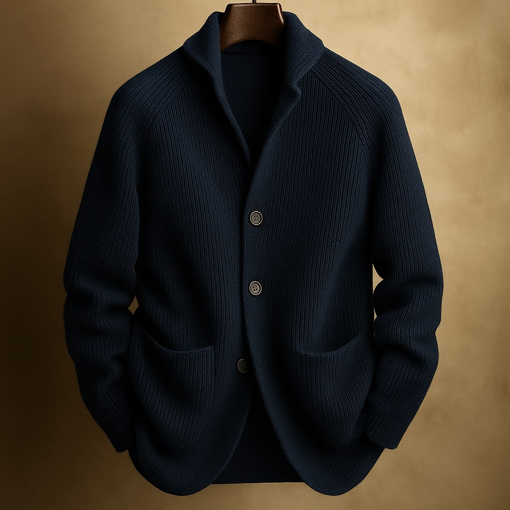 Men's Button Knit Sweater | Textured Collared Layer - image 3