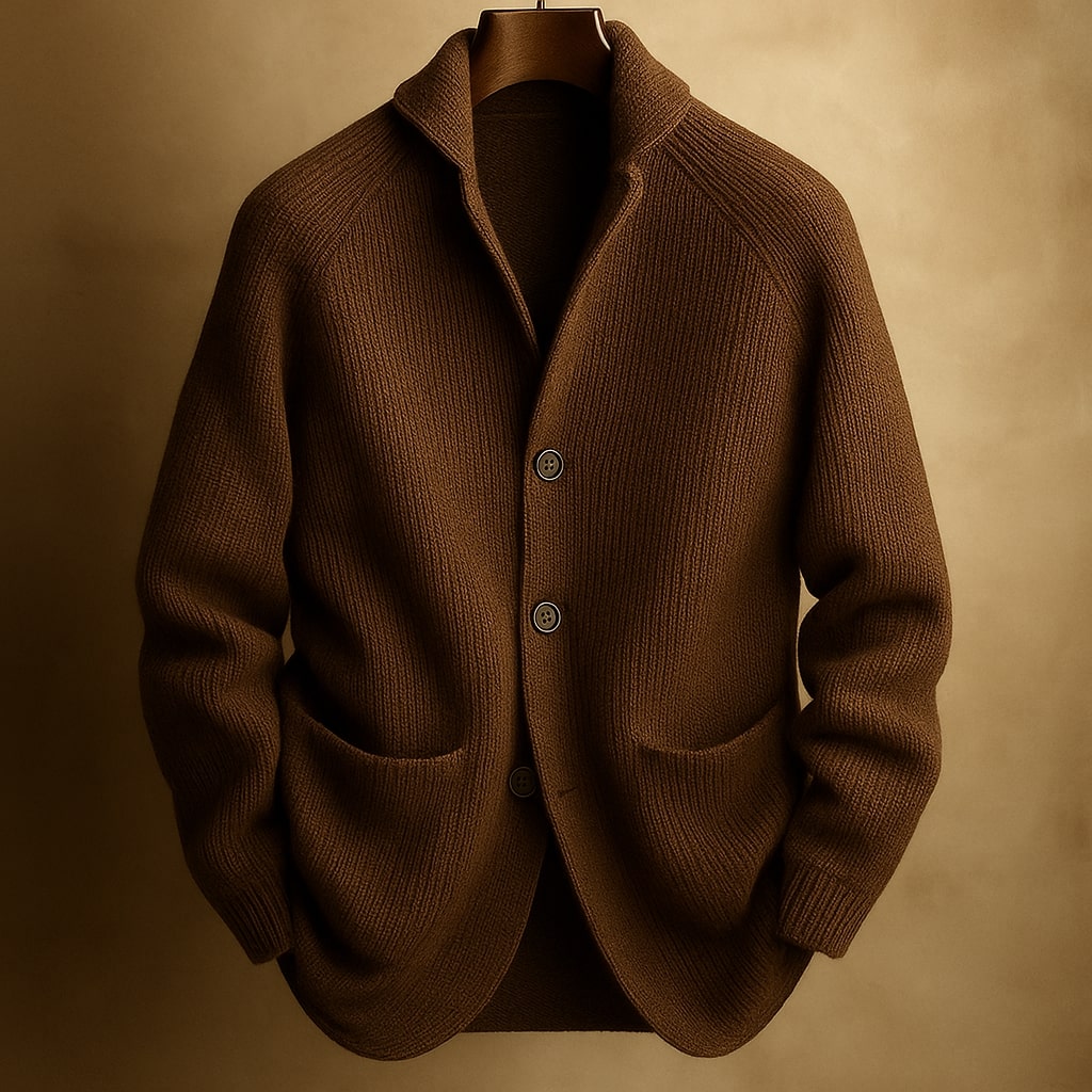 Men's Button Knit Sweater | Textured Collared Layer - image 4