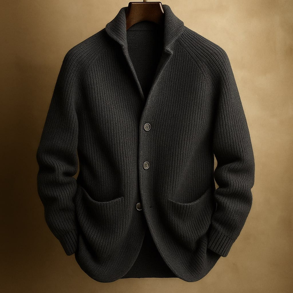 Men's Button Knit Sweater | Textured Collared Layer - image 5