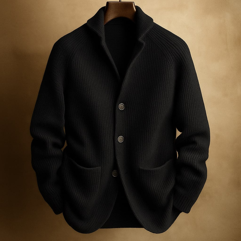 Men's Button Knit Sweater | Textured Collared Layer - image 6