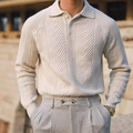 Men's Cable Knit Polo | Tailored Wool Blend Sweater - image 1