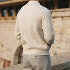Men's Cable Knit Polo | Tailored Wool Blend Sweater - image 4