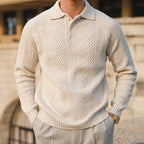 Men's Cable Knit Polo | Tailored Wool Blend Sweater - image 5