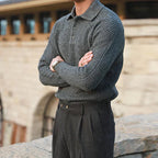 Men's Cable Knit Polo | Tailored Wool Blend Sweater - image 7