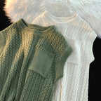 Men's Cable Knit Vest | Chunky Textured Layer With Chest Pocket - image 2
