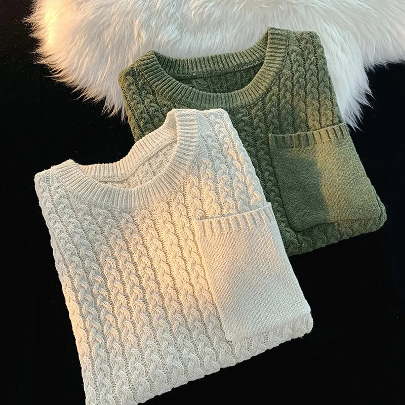 Men's Cable Knit Vest | Chunky Textured Layer With Chest Pocket - image 3