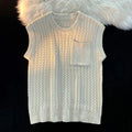 Men's Cable Knit Vest | Chunky Textured Layer With Chest Pocket - image 4