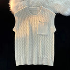 Men's Cable Knit Vest | Chunky Textured Layer With Chest Pocket - image 4