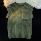 Men's Cable Knit Vest | Chunky Textured Layer With Chest Pocket - image 5