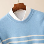 Men's Cashmere Blend Stripe Sweater | Soft Crew Neck Knit - image 2