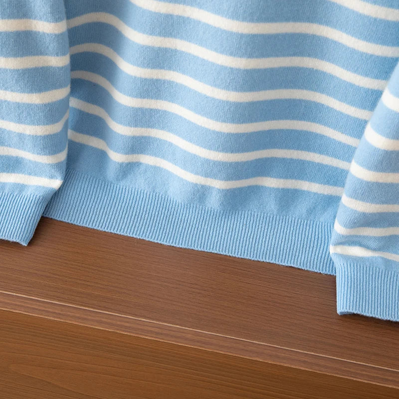 Men's Cashmere Blend Stripe Sweater | Soft Crew Neck Knit - image 3