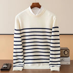 Men's Cashmere Blend Stripe Sweater | Soft Crew Neck Knit - image 7