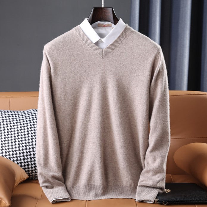 Men's Cashmere Blend Sweater | Classic V Neck Knit - image 5