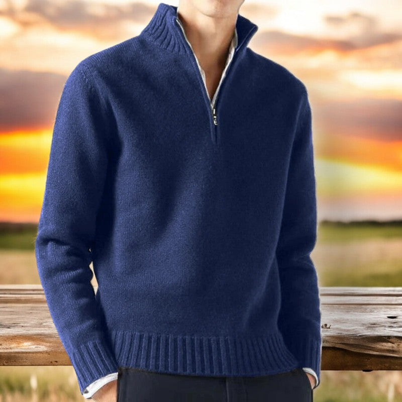 Men's Cashmere Blend Sweater | Quarter Zip Knit - image 2