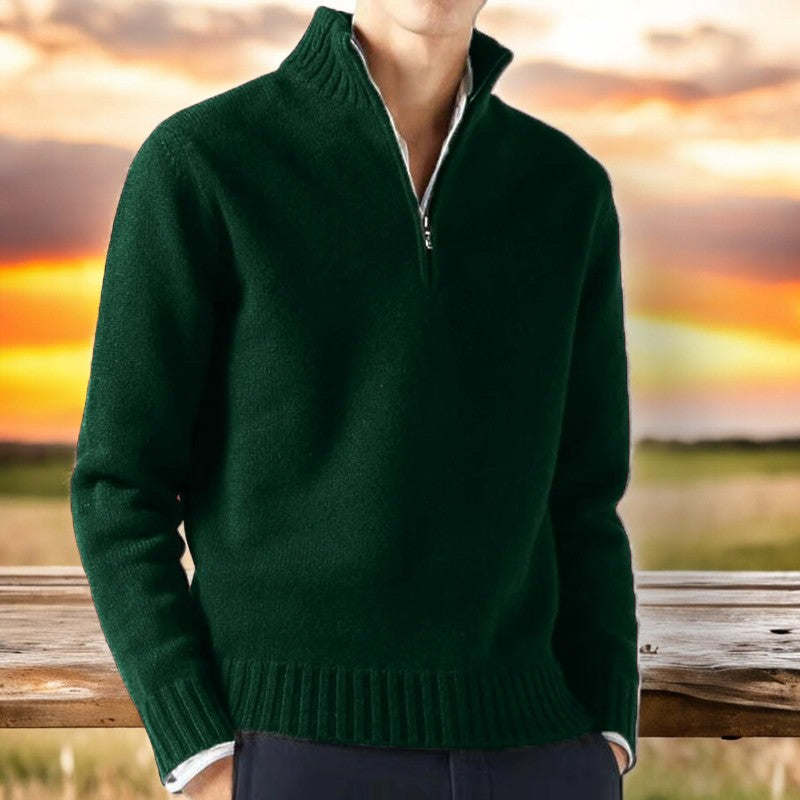 Men's Cashmere Blend Sweater | Quarter Zip Knit - image 3