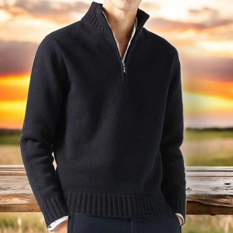 Men's Cashmere Blend Sweater | Quarter Zip Knit - image 5