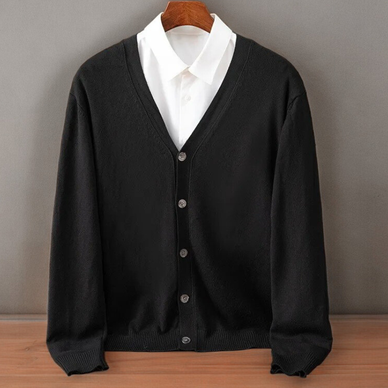 Men's Cashmere Cardigan | V Neck Button Front Layer - image 4