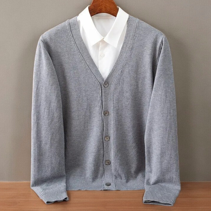 Men's Cashmere Cardigan | V Neck Button Front Layer - image 6