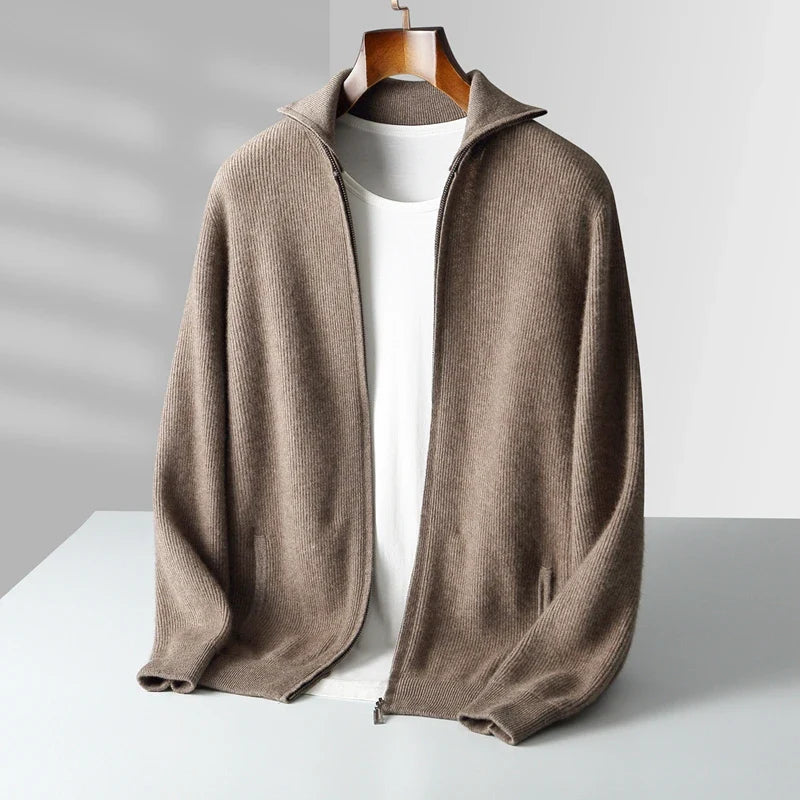 Men's Cashmere Polo Sweater | Ribbed Long Sleeve Knit - image 3
