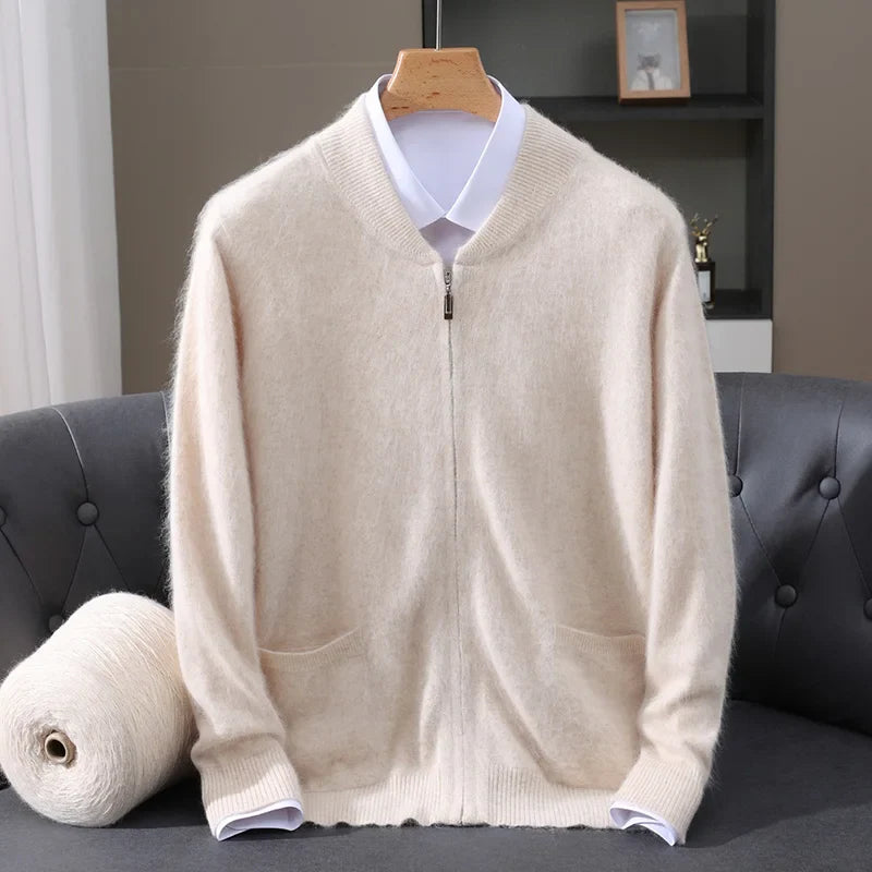 Men's Cashmere Zip Cardigan | Structured Collar Winter Layer - image 1