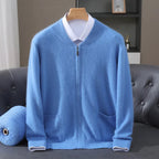 Men's Cashmere Zip Cardigan | Structured Collar Winter Layer - image 5