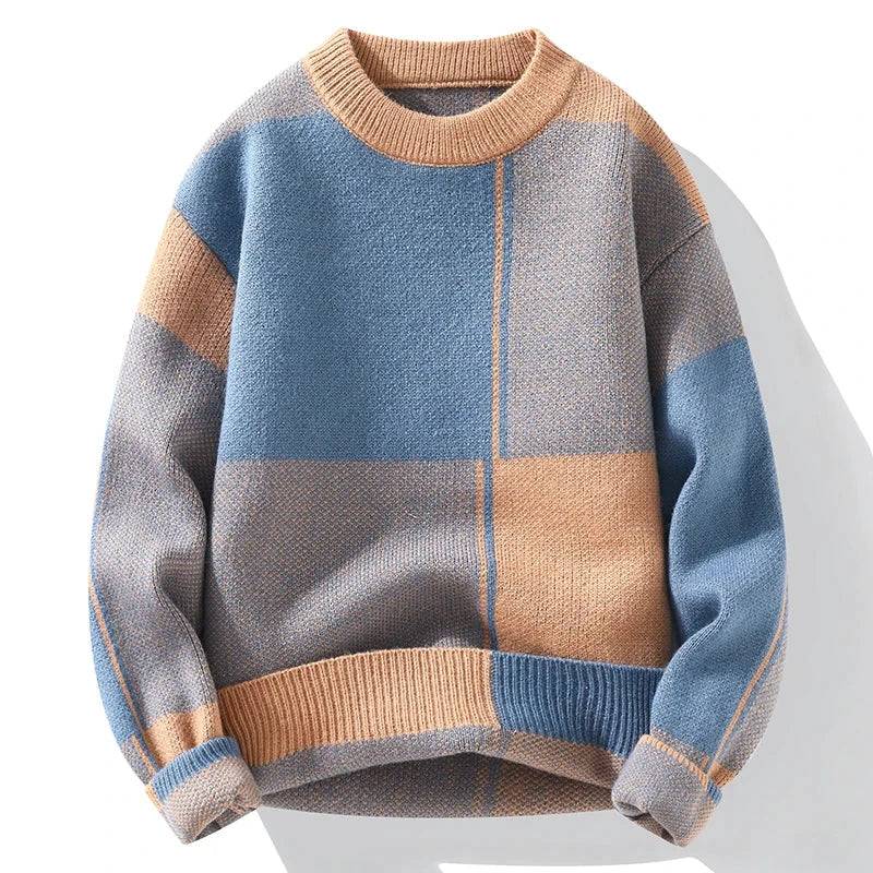 Men's Color Block Sweater | Geometric Knit Layer - image 1