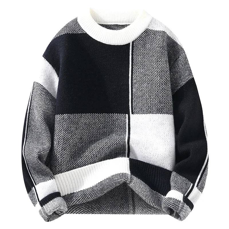 Men's Color Block Sweater | Geometric Knit Layer - image 2