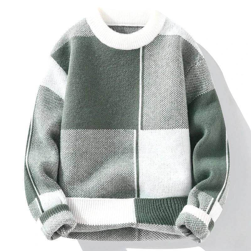 Men's Color Block Sweater | Geometric Knit Layer - image 3