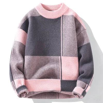Men's Color Block Sweater | Geometric Knit Layer - image 4