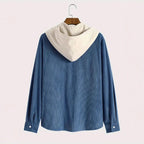 Men's Corduroy Hoodie | Button Front Drawstring Cotton Blend - image 2