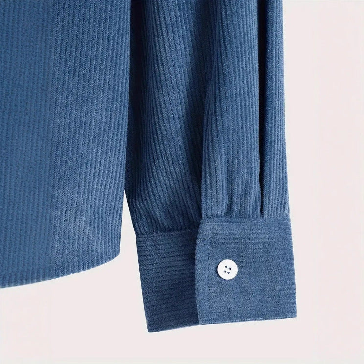 Men's Corduroy Hoodie | Button Front Drawstring Cotton Blend - image 4