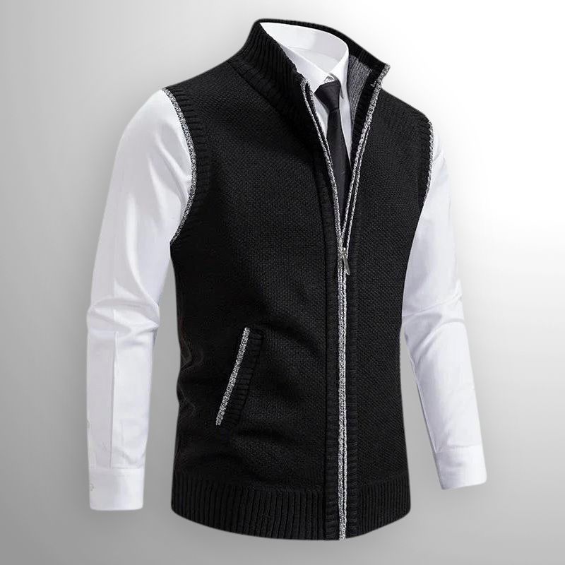 Men's Full Zip Gilet | Fold Down Collar Knit - image 1