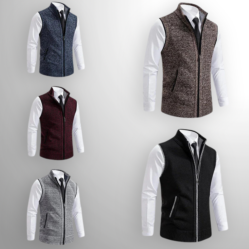 Men's Full Zip Gilet | Fold Down Collar Knit - image 5