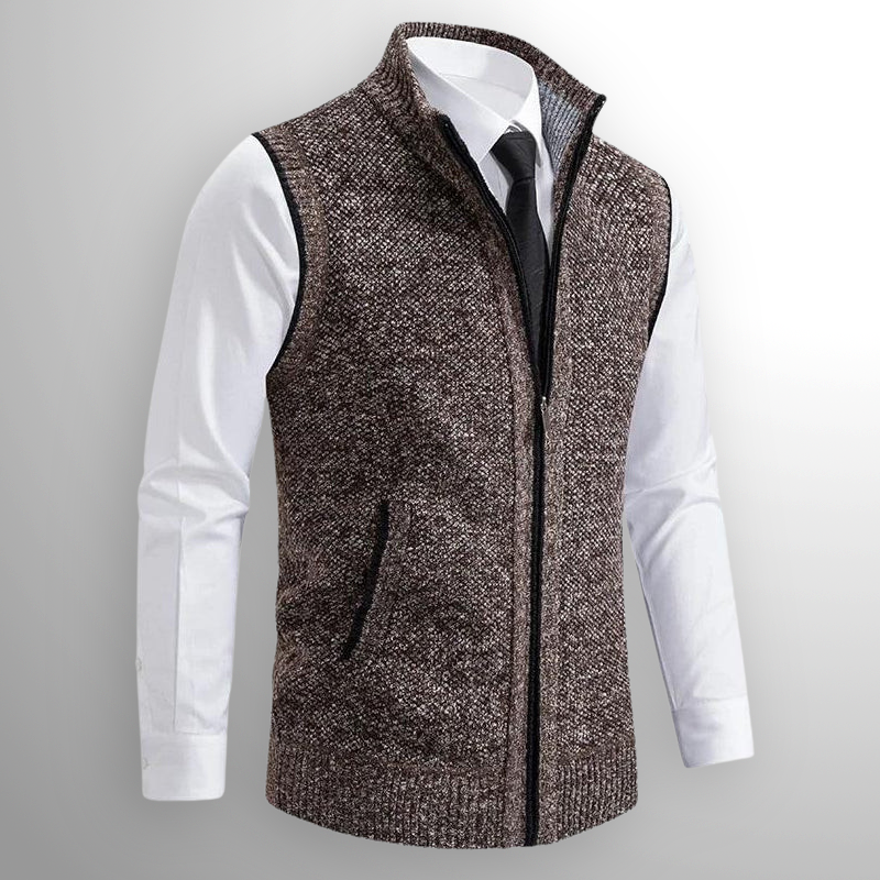 Men's Full Zip Gilet | Fold Down Collar Knit - image 6