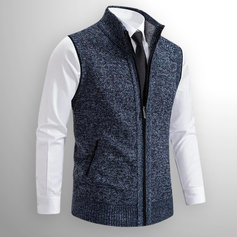 Men's Full Zip Gilet | Fold Down Collar Knit - image 7