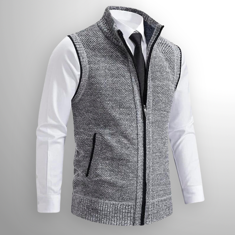 Men's Full Zip Gilet | Fold Down Collar Knit - image 8