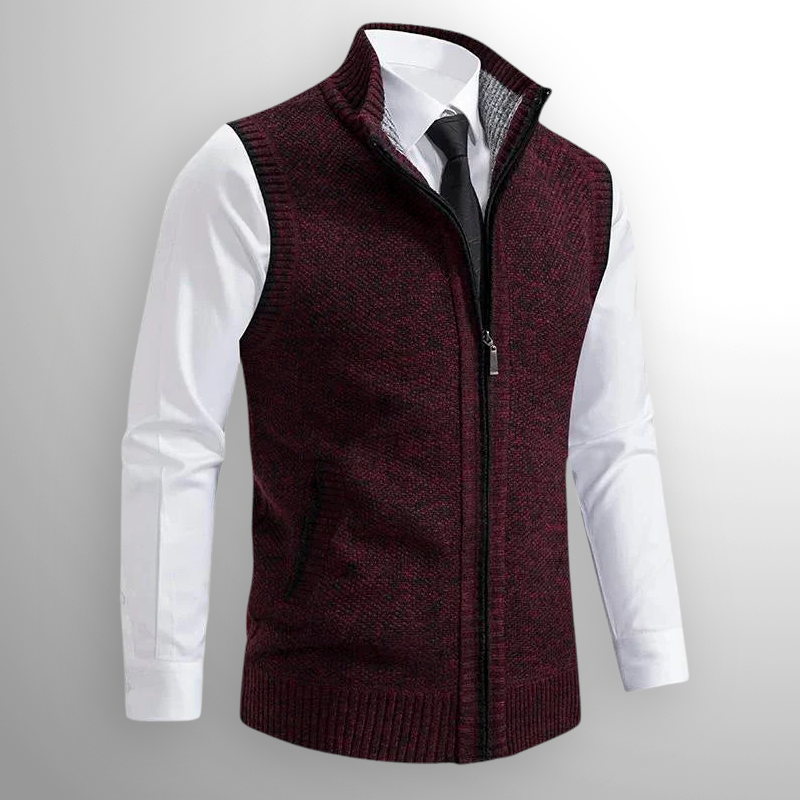 Men's Full Zip Gilet | Fold Down Collar Knit - image 9
